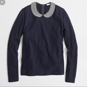 J Crew Navy blue sweater. Peter Pan collar.